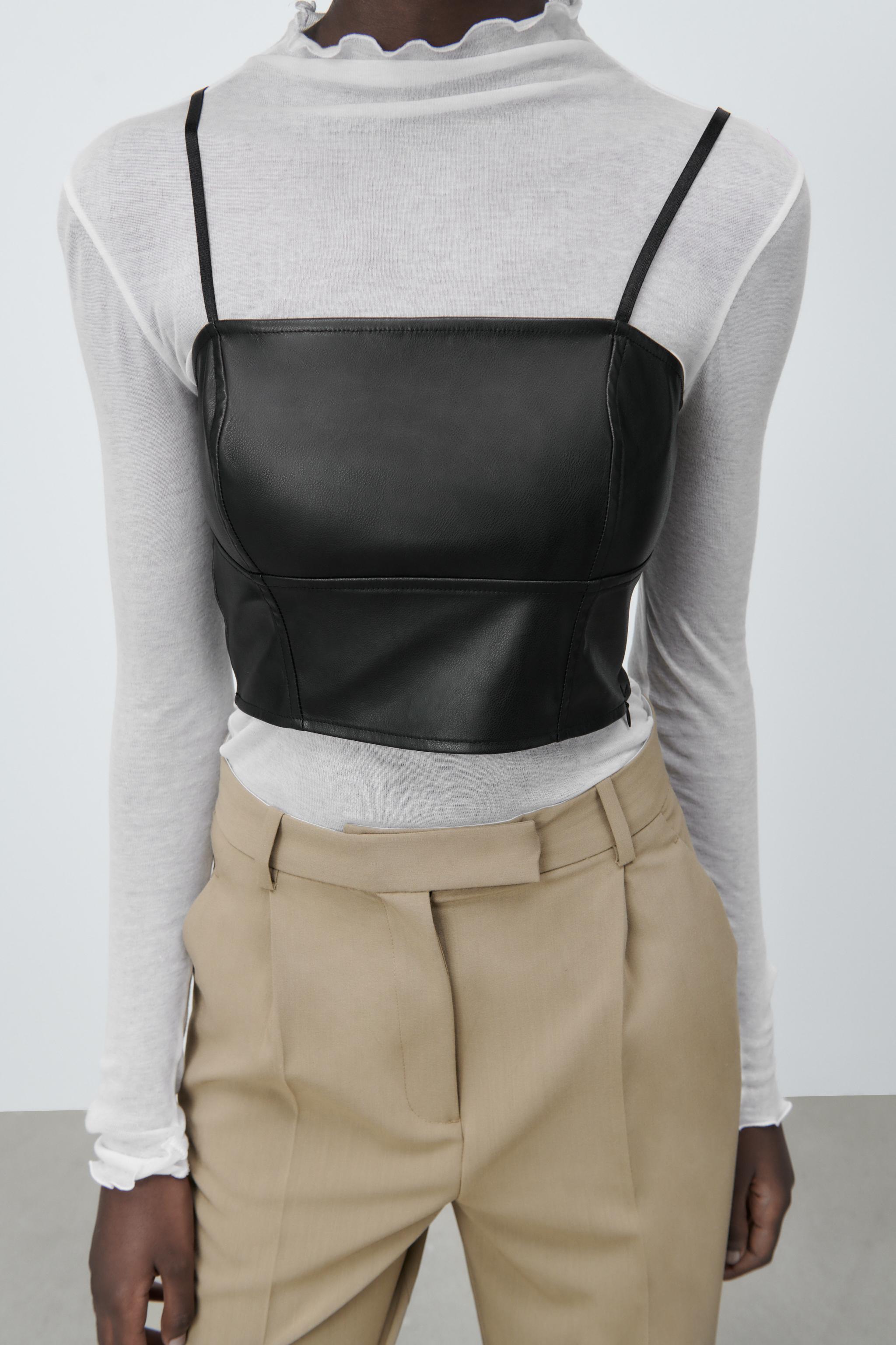 Zara faux leather top top